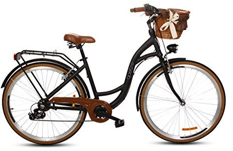 Goetze Mood Alu Rahmen Damenfahrrad Retro Vintage Holland Citybike, 28 Zoll Räder, 7 Gang Schaltwerk, Tiefeinstieger, Korb mit Polsterung Gratis!