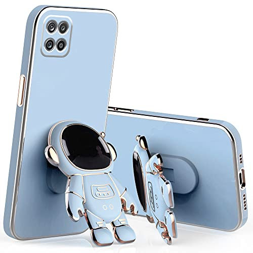 Wousunly Case for Samsung A22 5G Silicone Shockproof TPU Mobile Phone Case Samsung Galaxy A22 5G with Stand Astronaut 3D Case Protective Case for Samsung A22 5G Galvanised Cartoon Thin (Blue)