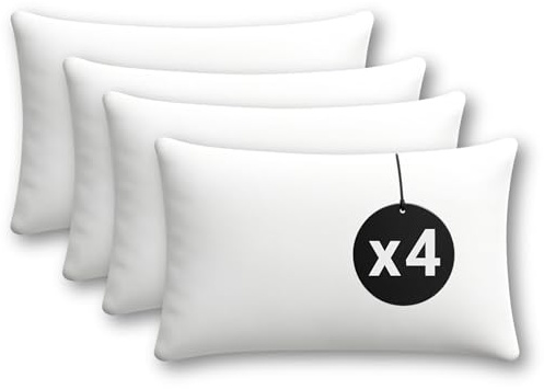 cuscini fiber Imbottitura Cuscini 30x50, Set da 4 Cuscini per Divano Anallergici Morbidi e Soffici, Cuscino Prodotto in Italia, Facile da Lavare