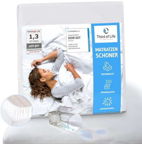 Matratzenschoner 200x220 cm wasserdicht, Atmungsaktives Spannbettlaken, Anti-Milben Matratzenbezug, Wasserundurchlässiger Matratzen-Schutz, Matratzen-Topper 200x220cm, Hygienische Bettunterlage