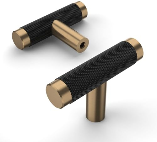 Amerdeco 10 Pack 2 Inch Champagne Bronze Black Cabinet Knobs Single Hole Cabinet Pulls Dresser Knob Round Drawer and Pulls for Bathroom Cabinets AM003