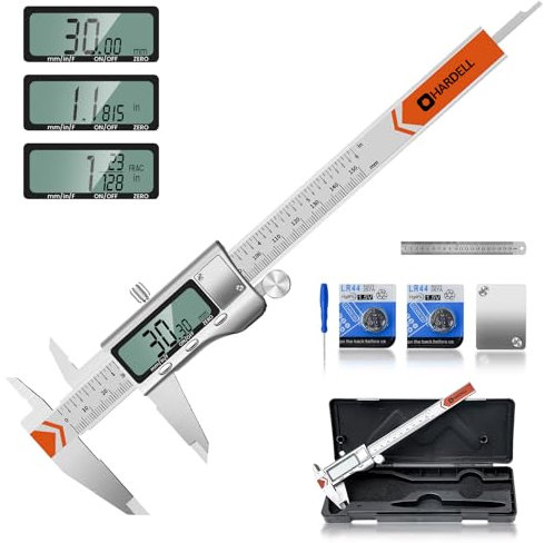 HARDELL Pied à coulisse numérique de 15,2 cm avec acier inoxydable, design de protection, commutation facile à partir de pouce fraction métrique, grand écran LCD 150 mm pour la maison/bricolage