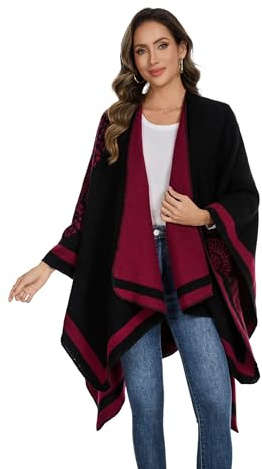 colornival Elegante Mantella da Donna con Fronte Aperto Poncho Morbido, Adatto per Primavera, Autunno e Inverno