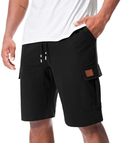 Suwangi Pantalones Cortos Deportivos Hombre Verano Cargo Cortos Casual Algodón Bermudas Shorts Running Deporte con Múltiples Bolsillos