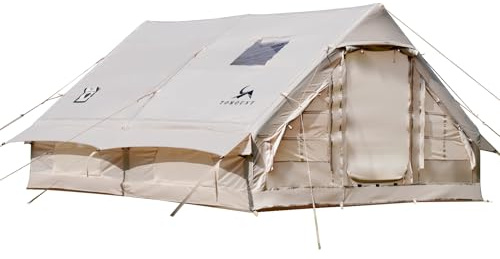 TOMOUNT Inflatable Tent, 300D Waterproof Polyester, 8 Person Family Tent, Easy to Set Up Glamping Tent with Storage Bag and Air Pump, Camping Tent for Outdoor, Camping, Hiking, Festival