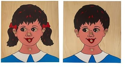 Italveneta Didattica – Puzzle Montessori in Legno Volto Bambino e Bambina, Gioco Educativo a Incastro, 1 Pezzo, Colori Naturali, Età 3-6 Anni