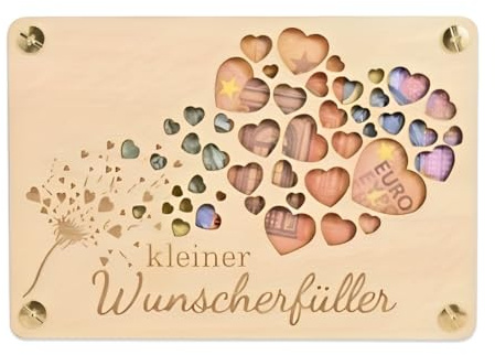 OUDQFCJ Tarjeta de Felicitación de Madera Original para Regalo de Dinero - Cumpleaños, Bodas, Confirmaciones, Viajes - Ideas de Regalo para Hombres y Mujeres (Tamaño Pequeño) (Color Madera)