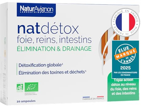 NaturAvignon | Détox Foie Reins Intestins – Complément Alimentaire Puissant & Rapide | Radis Noir, Bouleau, Jus de Citron Bio | Digestion, Drainage, Métabolisme | 20 Ampoules