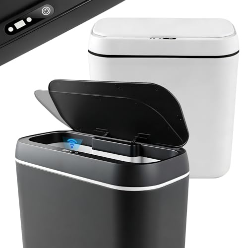 Pattumiera automatica 2 × 15L, Bidoncino bagno con sensore intelligente, Pattumiera design elettrica con apertura automatica, silenziosa e impermeabile, ideale per bagno, cucina e piccoli spazi