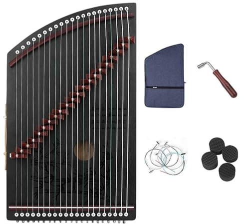 YWMJZEU Guzheng Finger Solid Wood Portable Guzheng Practice Instrument Full Accessories Zither for Beginners, Black
