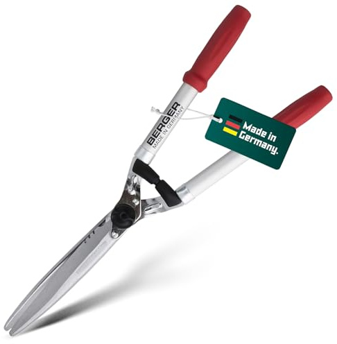 BERGER Heckenschere 4495 | Heckenschere manuell mit 24?cm Schnittlänge | Gerader Schliff mit 2 Saftrillen & Anschlagdämpfer | Leichte & langlebige Handheckenschere aus Aluminium | Made in Germany