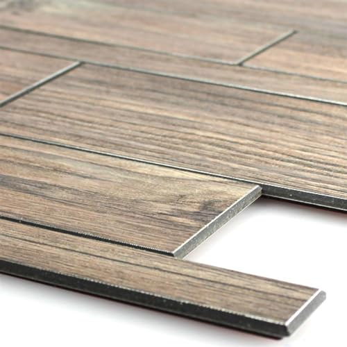 Holzoptik Mosaikfliesen Richland Selbstklebend Braun Bad Wand Fliesenspiegel Bad