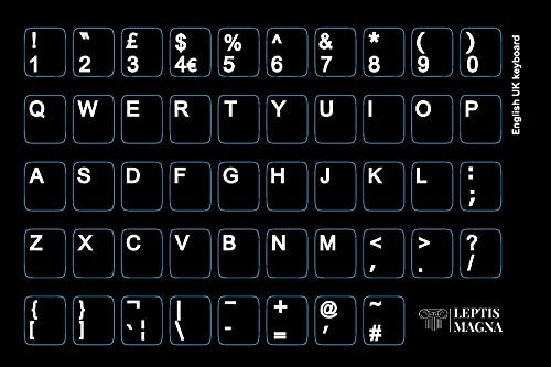 QWERTY English UK keyboard Replacement stickers self adhesive non transparent black stickers with white letters suitable for any keyboard laptop desktop