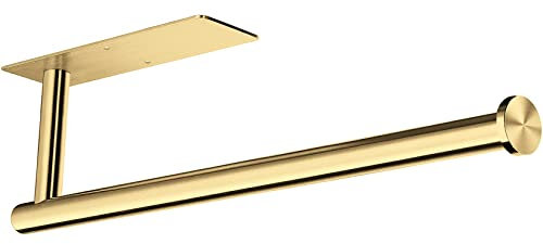 Gewtur Gold Kitchen Roll Holder Under Cabinet - Self Adhesive Paper Towel Holder Wall Mount, Stainless Steel Paper Roll Holder for Kitchen Bathroom