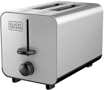 BLACK+DECKER 2-Slice Stainless Steel Toaster with 7 Toast Shades, Extra-Wide Self-Centering Slots