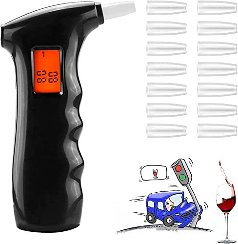 APOMOONSBreathalyzer, Portable Alcohol Breath Tester with 14 Pcs Mouthpieces, High Accurate BAC Alcohol Breathalyzer, Professional Breathalysers Blood Alcohol Tester with LCD Digital Screen