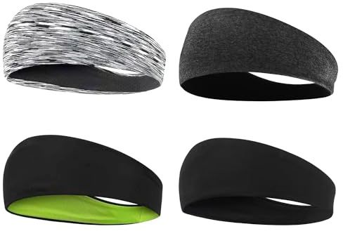 Confezione da 4 fasce anti-sudore per uomo, fascia sportiva, fascia elastica, multicolore opzionale, adatte per corsa, arrampicata, trekking, ciclismo