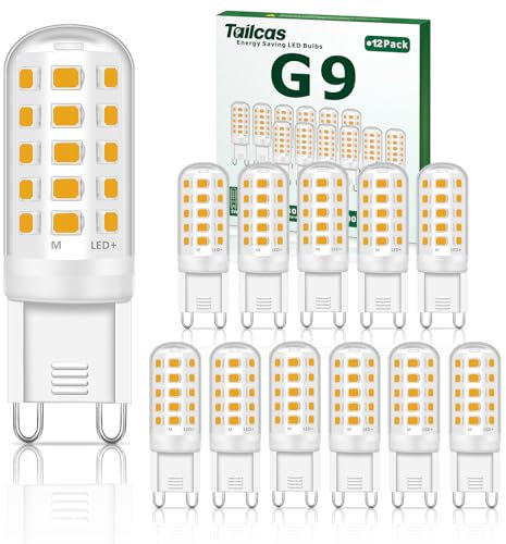 Tailcas G9 Led Lampe, 12er G9 Led Warmweiß 3000K 500LM 5W Ersatz 50W Halogenlampen, AC/DC 220-240V Led Lampen, Led Leuchtmittel Kein Flackern Nicht Dimmbar für Wohnzimmer, Schlafzimmer, Küche