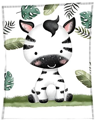 Damaloo Manta Polar con Diseño de Cebra - Infantil 110 x 140 cm - para Sofá, Coche - Pequeña de Seguridad - para Dormir Niños