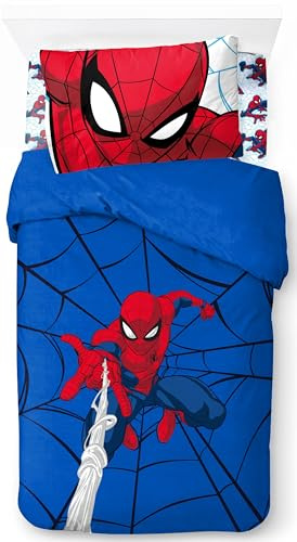 Marvel Spiderman Webtastic 100% Cotton 3 Piece Single Bedding Set - Includes Duvet Cover, Fitted Sheet & Pillowcase