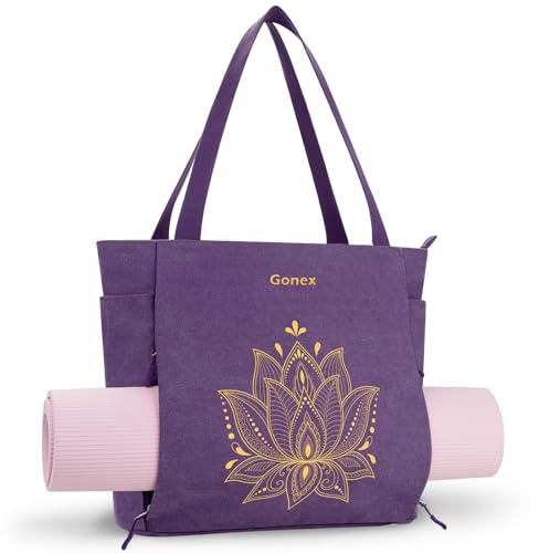 Gonex Sac de Yoga en Toile avec Poches Multiples, Sac de Sport pour Femme et Homme, Transport Tapis de Yoga, Idéal pour Pilates, Voyage, Entraînement