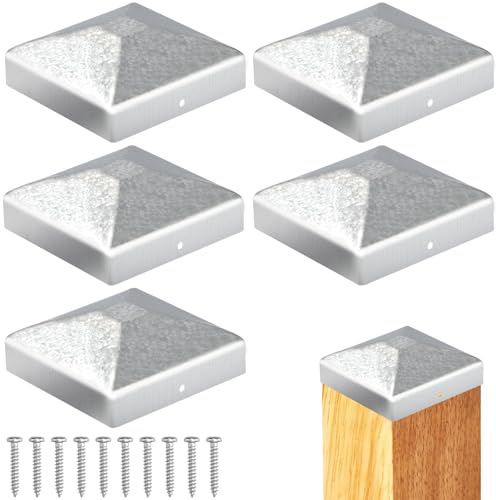 Sturiz 5 tappi per pali da 10 x 10 cm, tappi per pali di recinzione, tappi per pali di recinzione, tappi di copertura per pali di recinzione, tappi per pali in metallo, tappi quadrati per pali di