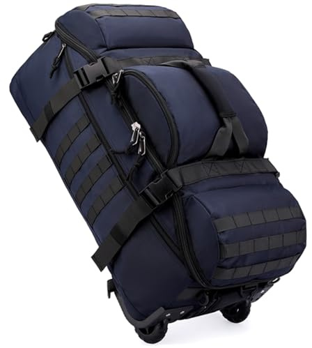 Boniffyy Borsone Da Viaggio Con Ruote 80L Grande Borsa Da Sportiva Impermeabile Pieghevole Extra Large Borsone Trolley Unisex Weekender Trekking Palestra Viaggi Nuoto (Blu)