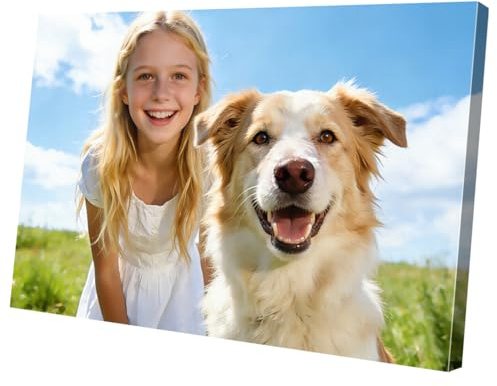 Fotos en Lienzo Personalizadas Sin Marco 40x60cm(16x24in), Impresión Fotográfica Póster Personalizado Retrato de Mascotas, Recuerdo de Vacaciones, Lienzo Personalizado para Familia, Fiesta, Regalo de