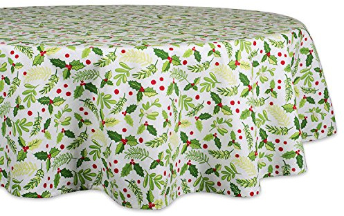 DII Boughs of Holly Collection Decorative Holiday Dining Table & Kitchen Décor, Square Tablecloth, 52x52, Christmas Greenery