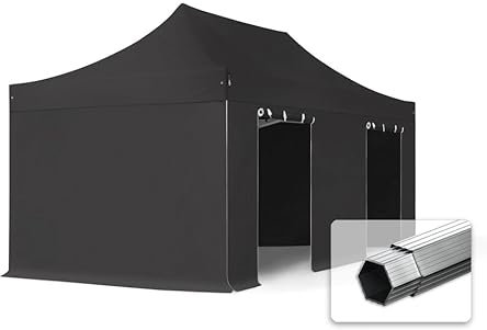 TOOLPORT Faltzelt Faltpavillon Professional 3x6 m mit 4 Seitenteilen (ohne Fenster) - ALU Pavillon Partyzelt schwarz