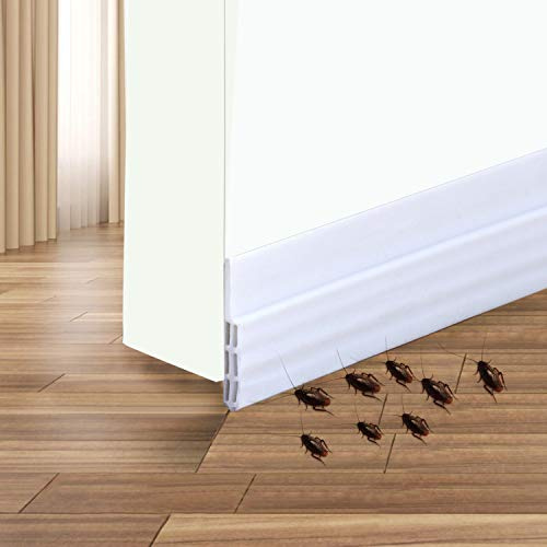 Door Draft Stopper Door Sweep Weather Stipping - Camel Home Self Adhesive Door Seal Soundproof Under Door Bottom Seal Strip Rubber Energy Saver Insulasion Weatherproof, 2 W X 39 L (White)