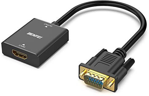BENFEI HDMI to VGA Adapter, Female HDMI Input to Male VGA Output Adapter with 3.5mm Audio Jack Compatible for TV Stick, Computer, Laptop, Monitor, Projector, Raspberry Pi, Roku, Xbox and More - Black
