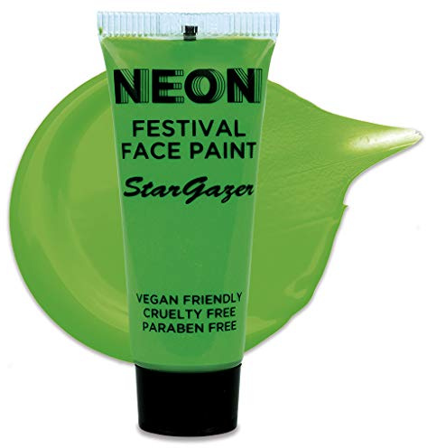 Stargazer Neon UV-Reactive Festival Face and Body Paint, Sweat Proof Vibrant Colour, Green