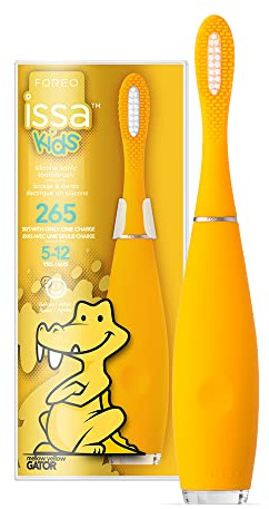 FOREO ISSA kids ultrahygienische elektrische Schallzahnbürste aus Silikon, Kinderzahnbürsten 5–12, Zähne, Zahnfleisch, Wangen & Zunge, Mundpflege, wasserdicht, 265 Tage/USB-Aufladung, 2 Jahre Garantie