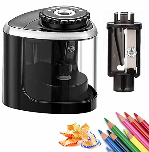 UrMsun Afilador de lápices, sacapuntas eléctrico de batería, de punta rápida, apto para lápices de color No.2 (6-8mm), de clase, de oficina o de casa (Negro)