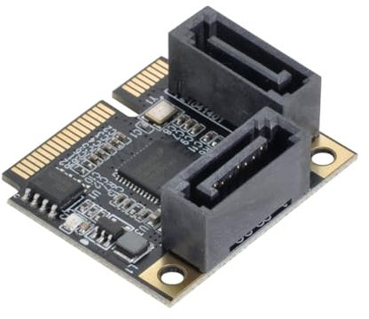 chenyang Mini PCIE to 2 SATA 3.0 Extension Card Adapter for Motherboard SATA Hard Drive Port Extension