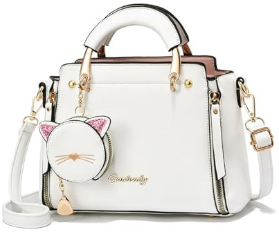 NICOLE & DORIS Women Handbag Crossbody Bag Girls Shoulder Bags Small PU Leather Top Handle Bags Messenger Bags with Cute Coin Purse White