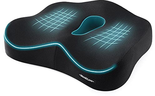 Memory Foam Seat Chair Cushion for Relieves Back Sciatica Pain Tailbone Pain Coccyx Degenerating Disc Orthopedic Osteoarthritis Prostate Cushion Low Back Pain Cushion Hip Shaping (Black mesh)