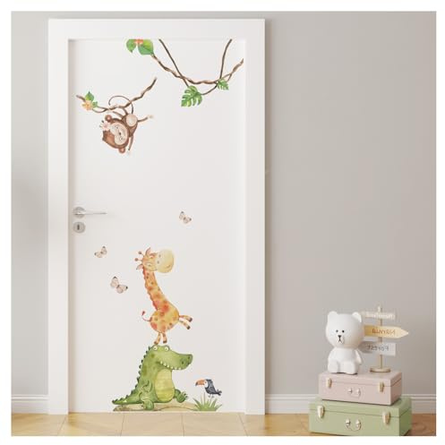 DEKO KINDERZIMMER Wandsticker Türaufkleber Safari Tiere Wandtattoo Dschungel Kinderzimmer Wandaufkleber Babyzimmer Wanddeko DK1004-1
