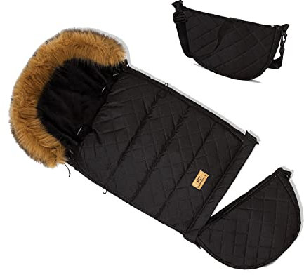 Baby Premium Fußsack WinterFußsack für Kinderwagen Maße 85/105 cm für Buggy Schwarz Pik [071]