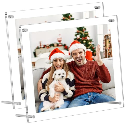 AITEE Akryl bildram 2-pack, klar akryl fotoram för skrivbord och vägg modern ramlös hängande flytande transparent Lucite fyrkantig ram för fotograferingsvisning (8 x 10)