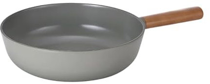 FIKA Nonstick 10-Inch Stir Fry Wok with Wood Handle, Healthy Cooking Induction Compatible Cookware for All Stovetops, Kitchen Essential Nonstick Ceramic Coating Skillet, Made in Korea (26cm Wok)