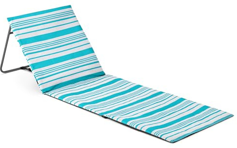 Trail Folding Beach Mat with Backrest | Adjustable Backrest, Fast-Drying Polyester, Steel Frame Support, Storage Pocket, Lightweight Foldable Design, Carry Handle