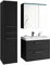 MINIO go for it - Badmöbel Set 3-Teilig Yuko 1, Spiegelschrank, Unterschrank mit Waschbecken, Große Hängeschrank, Laminierte Spannplatte, Farbe: Schwarz/Schwarz MDF Wellemuster