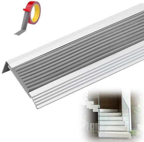 HJXGQJM Marches D'escaliers Alu Profilé De Protection d'angle, Baguette De Finition, Sécurité Protecteur De Bord D'escalier Bordure D'escalier, Imperméable Antidérapant(Color:Grey,Size:W 5.5cm)