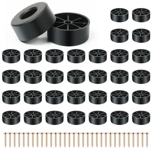 ZYKORT 32 Stück Möbelfüße Verstellbar, Ø 45mm × 20mm Schwarz Möbelfüße Höhenverstellbar, Möbelgleiter mit Schrauben, Schrankfüsse, Möbelfüße Kunststoff für Möbel, Schrank, Sofa, Stuhl, Tisch