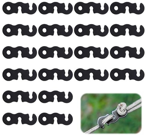 20 Piezas Tensor de Cuerda de Aleación de Aluminio para Tienda de Campaña, Tensor de Cuerda para Acampada, Ajustadores de Cuerda Ultraligeros y Duraderos, para Camping, Senderismo y Mochilero, Negro