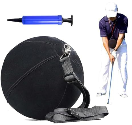 SUBORAWOS Palla intelligente per allenamento golf, per allenatore di swing da golf, gonfiabile e portatile, per correggere la postura, per uomini, donne, principianti (nero)