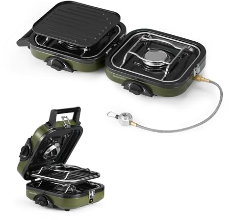 Naturehike Réchaud à Gaz Pliable Réchaud De Camping 2 Feux Pliable Avec Sac De Transport Cuisinière Portable Poêle 2 En 1 Cuisinière De Camping à Gaz Pour Le Camping En Plein Air Pique-nique BBQ