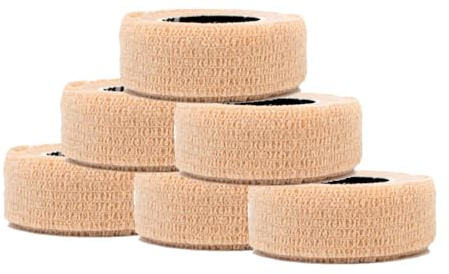 d3 Cohesive Bandage Compression Wrap Beige 25mm x 5m (6 Rolls) Self Adhesive Sport Vet Thumb & Toe Football Goalkeeper Finger Joint First Aid & Medical Tape